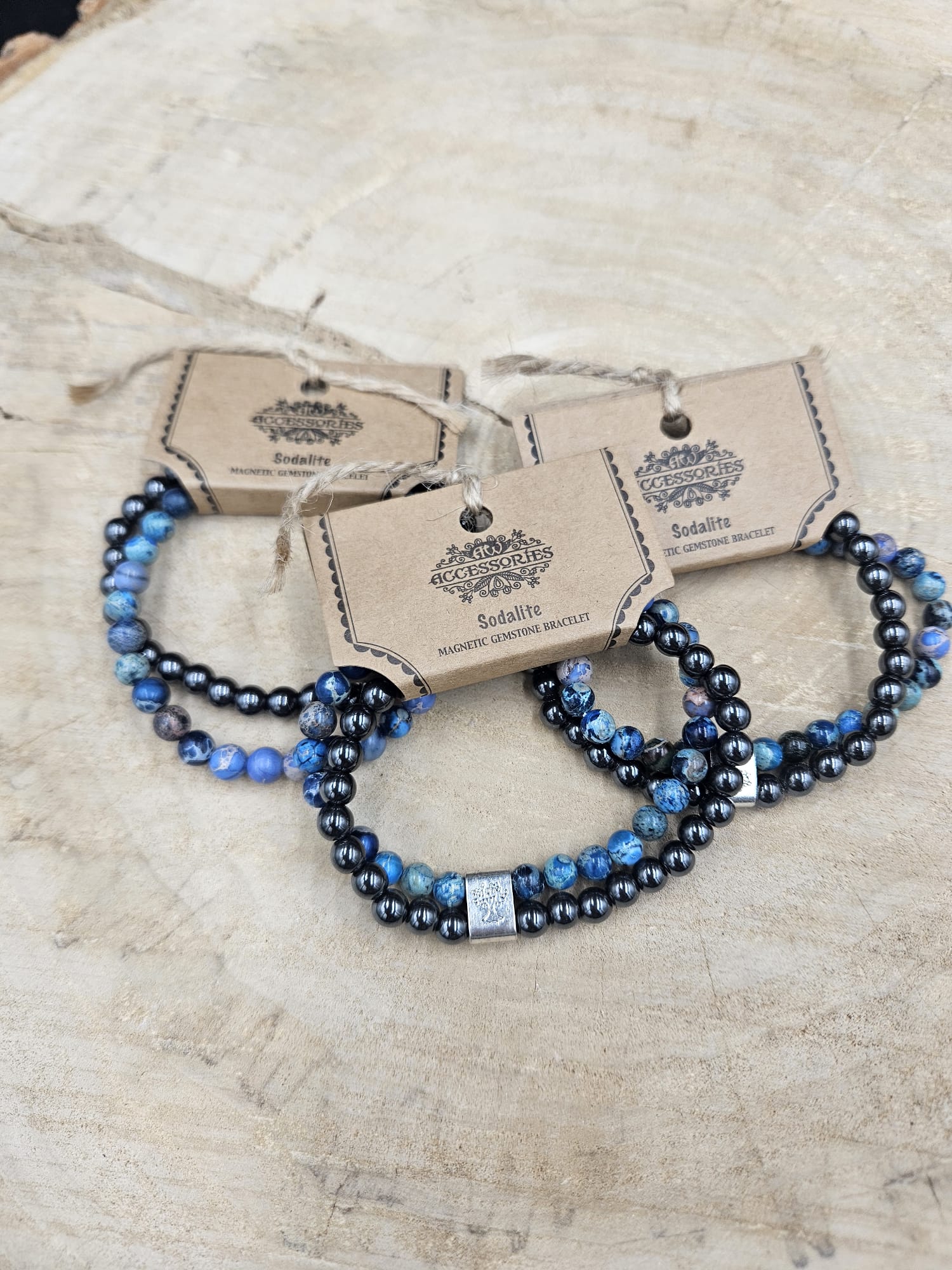 Dubbele magnetische edelsteen armband - Sodaliet