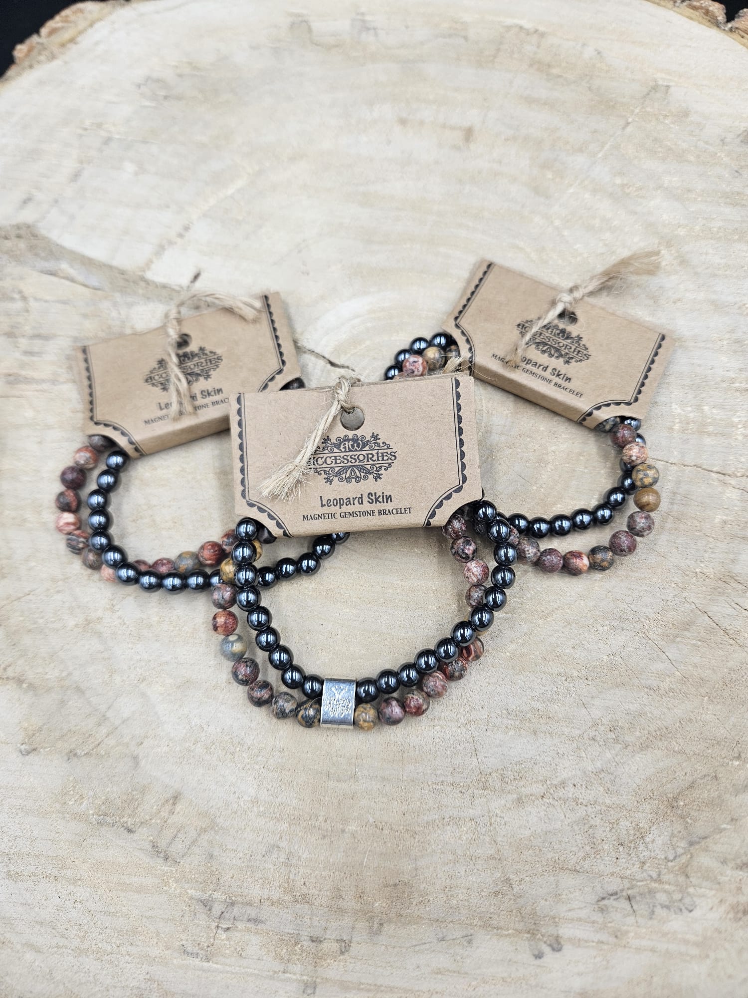 Dubbele magnetische edelsteen armband - Luipaard Jaspis
