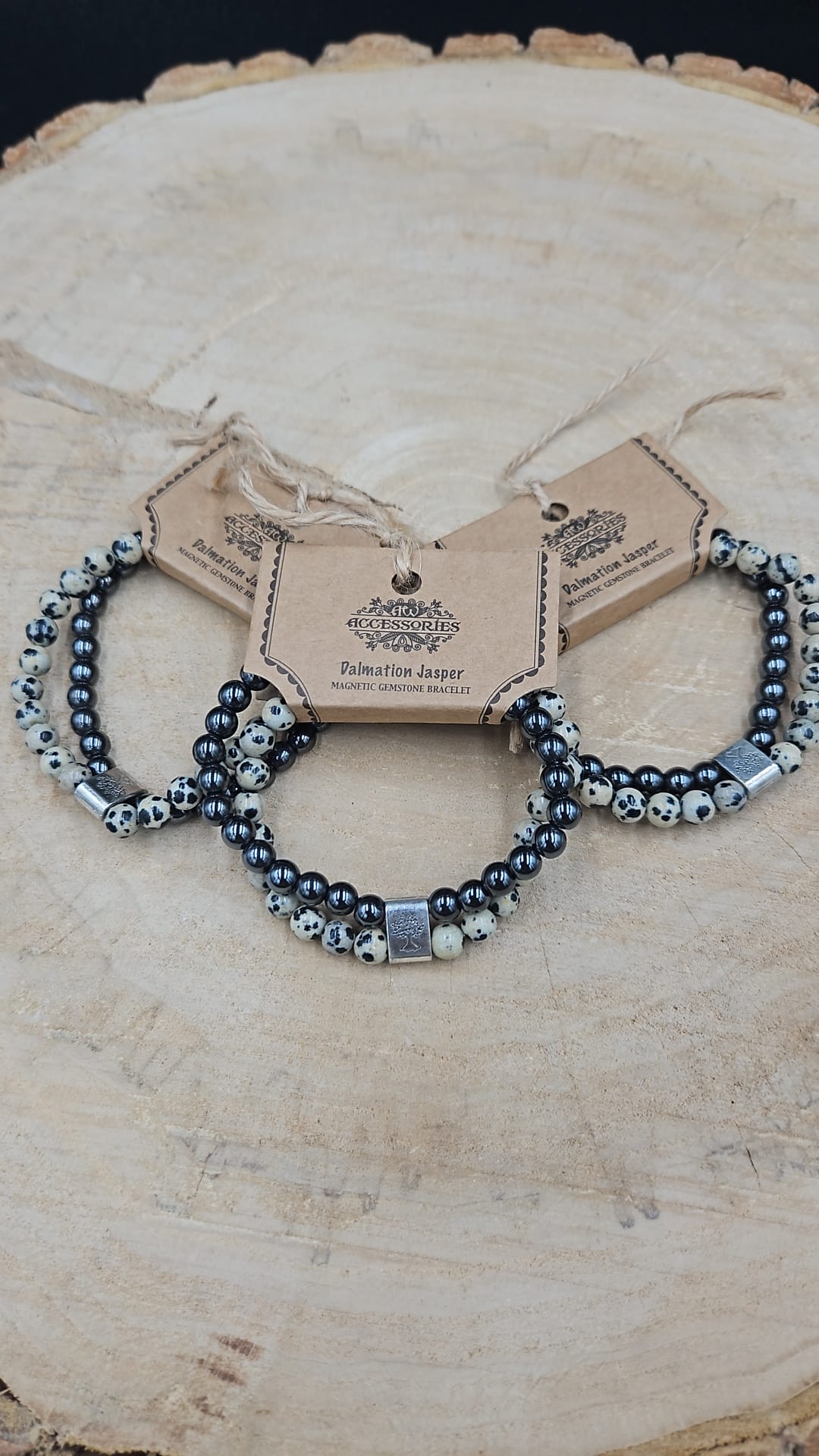 Dubbele magnetische edelsteen armband - Dalmatier Jaspis