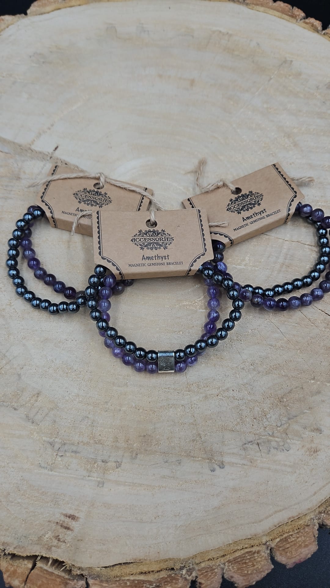 Dubbele magnetische edelsteen armband - Amethist