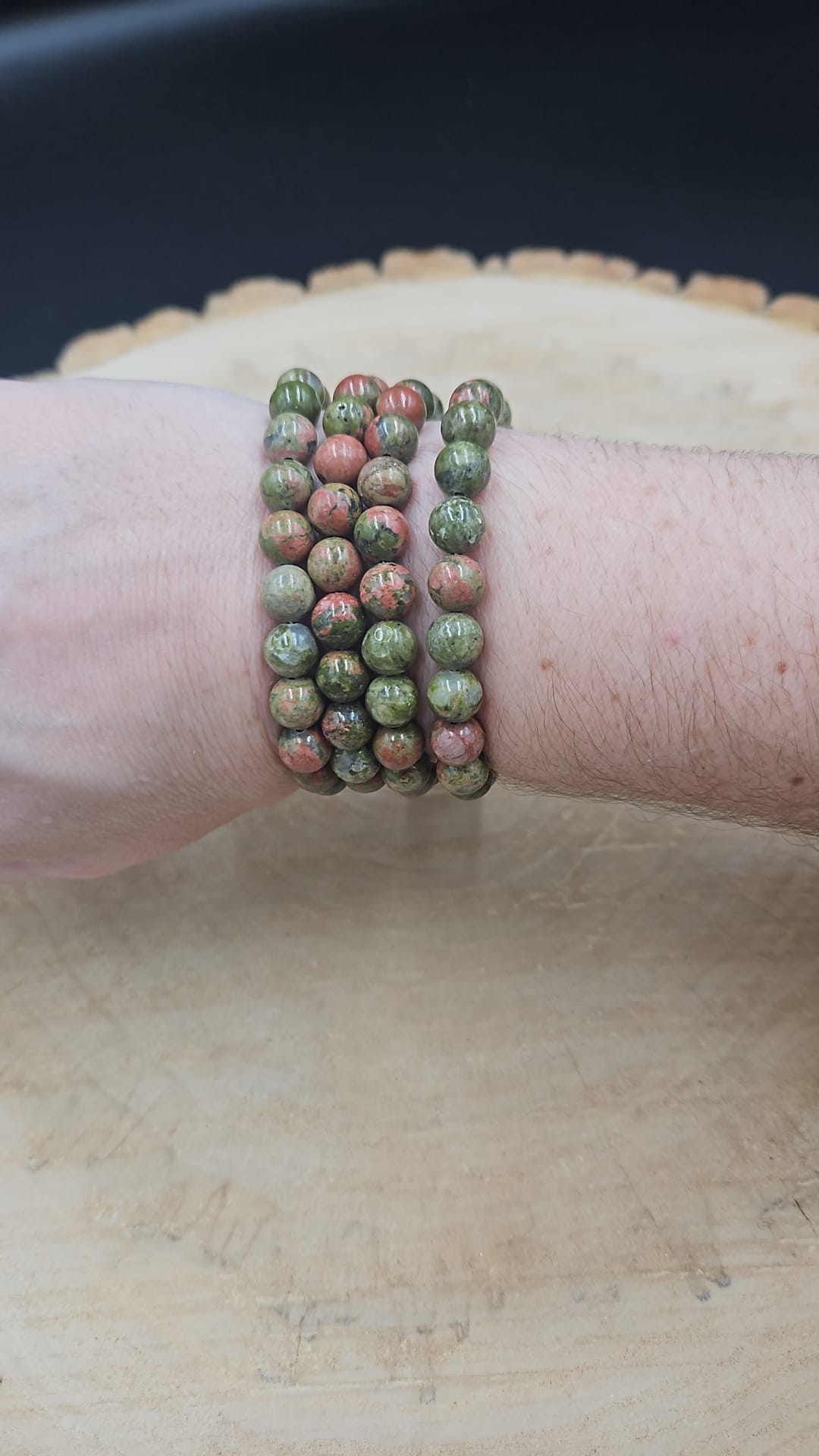 Power armband 8mm - Groene Jaspis