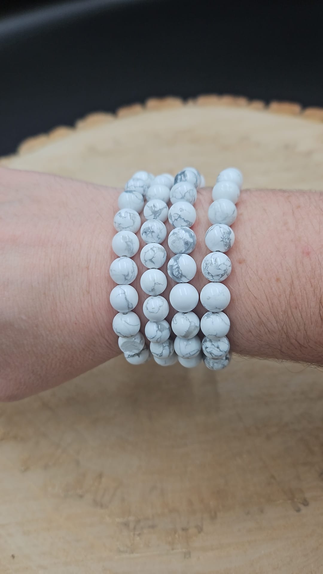 Power armband 8mm - Witte Jaspis