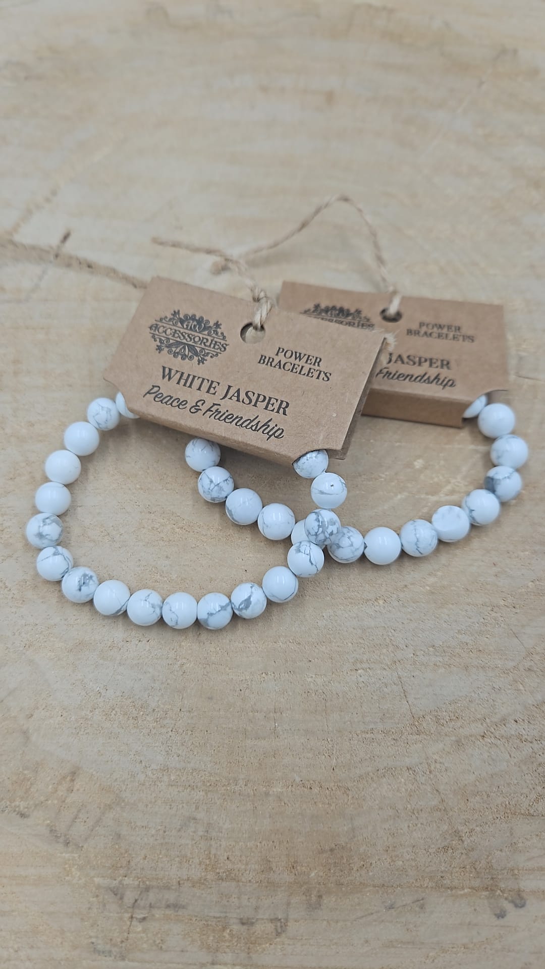 Power armband 8mm - Witte Jaspis