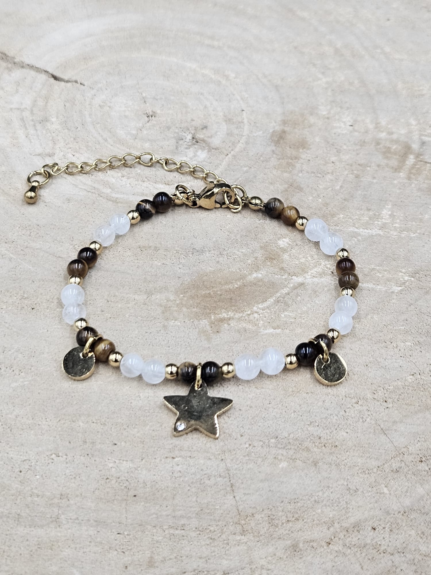 Armband Mira Bergkristal - Tijgeroog