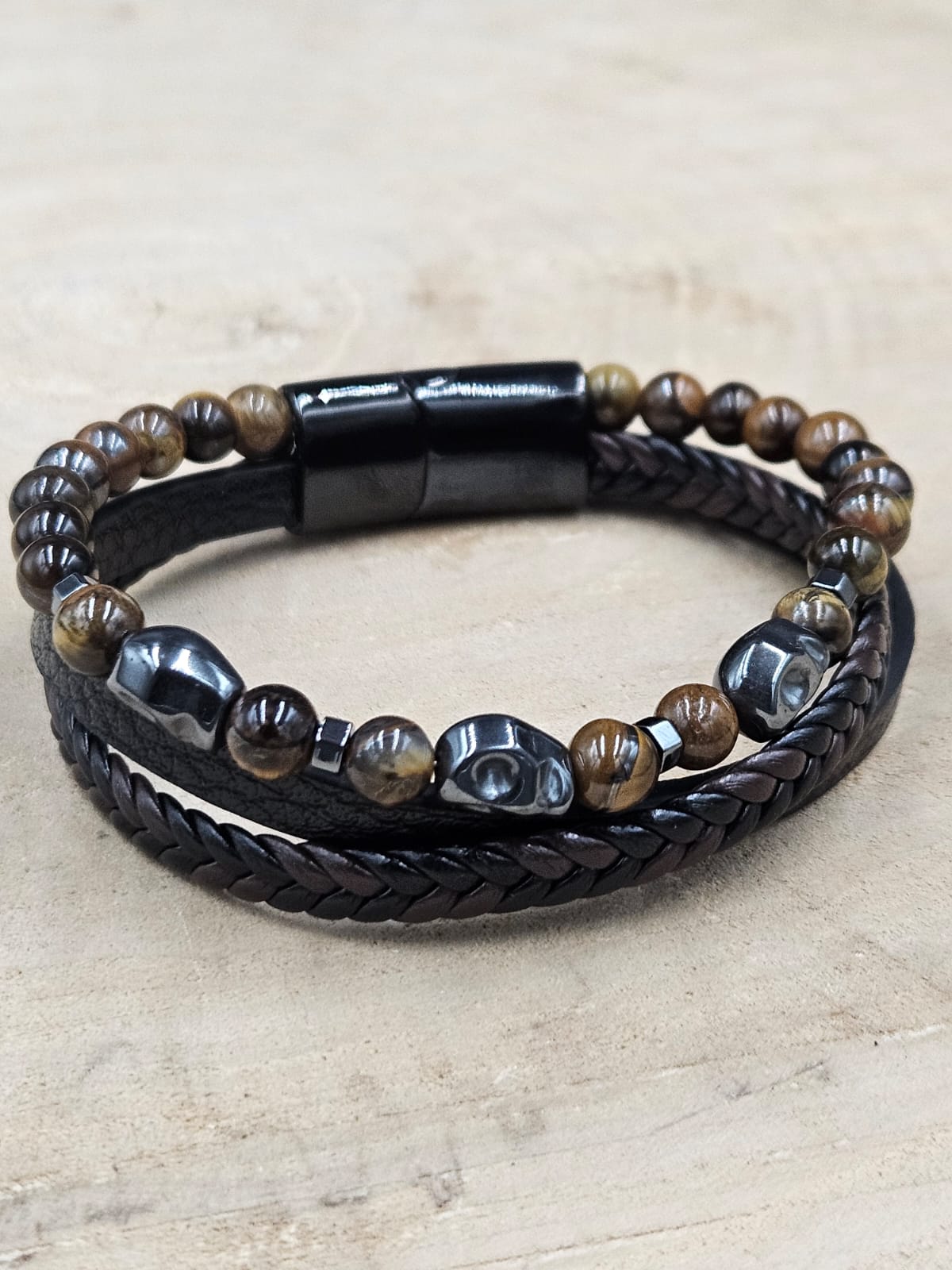 Lederen armband Noxis - Tijgeroog